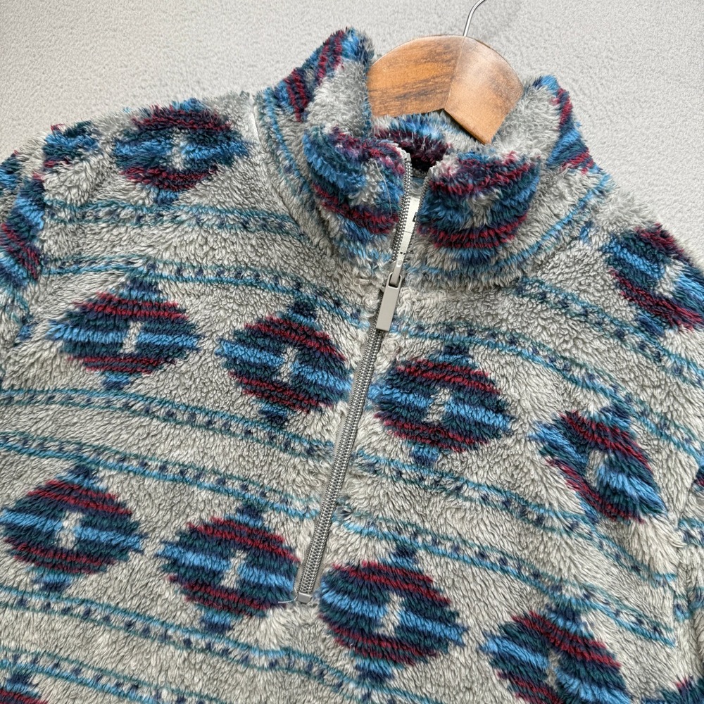 Aero Southwest Fleece Quarter Zip Pullover Womens L Multicolor Aztec Sherpa Crop